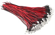 Rød Lysdiode, 5mm, 24 volt, 20cm kabel 10 pakk