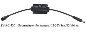 Strømadapter for kamera 1232V inn. 12 Volt